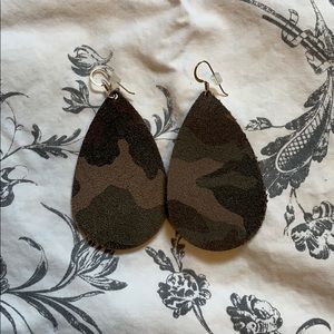 Nickel and Suede Camo Suede Earrings